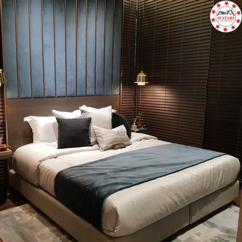 A stylish, modern bedroom interior design